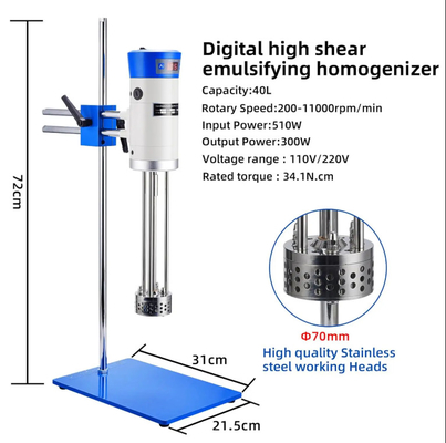 Laboratorium 40L Cosmetische mixers Laboratorium Homogeniser High Speed Homogeniser Laboratorium High Shear Homogeniser